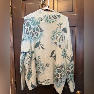 Lauren Conrad Floral Patterned Sweater - blues and greens